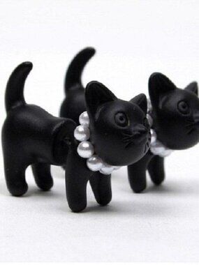 Deb Dee Dee Cutie Black Cat 3D Kitty Halloween Earrings Gift Packaged